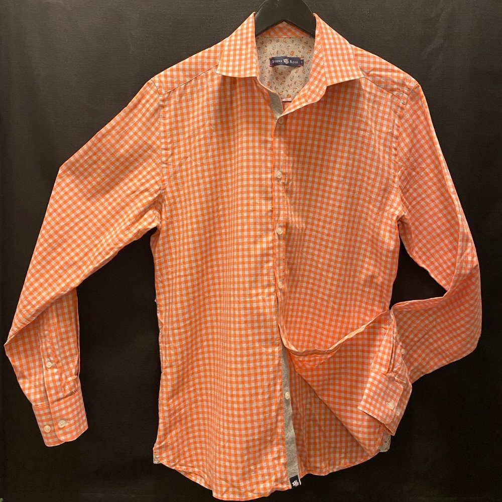 Stone Rose Peach Checkerboard Dress Shirt